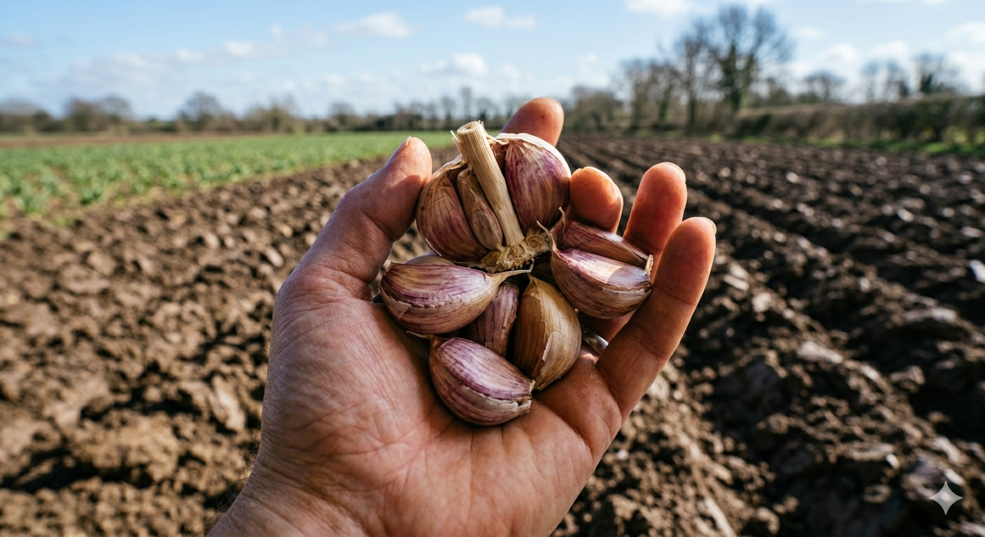 Garlic cloves ready for planting